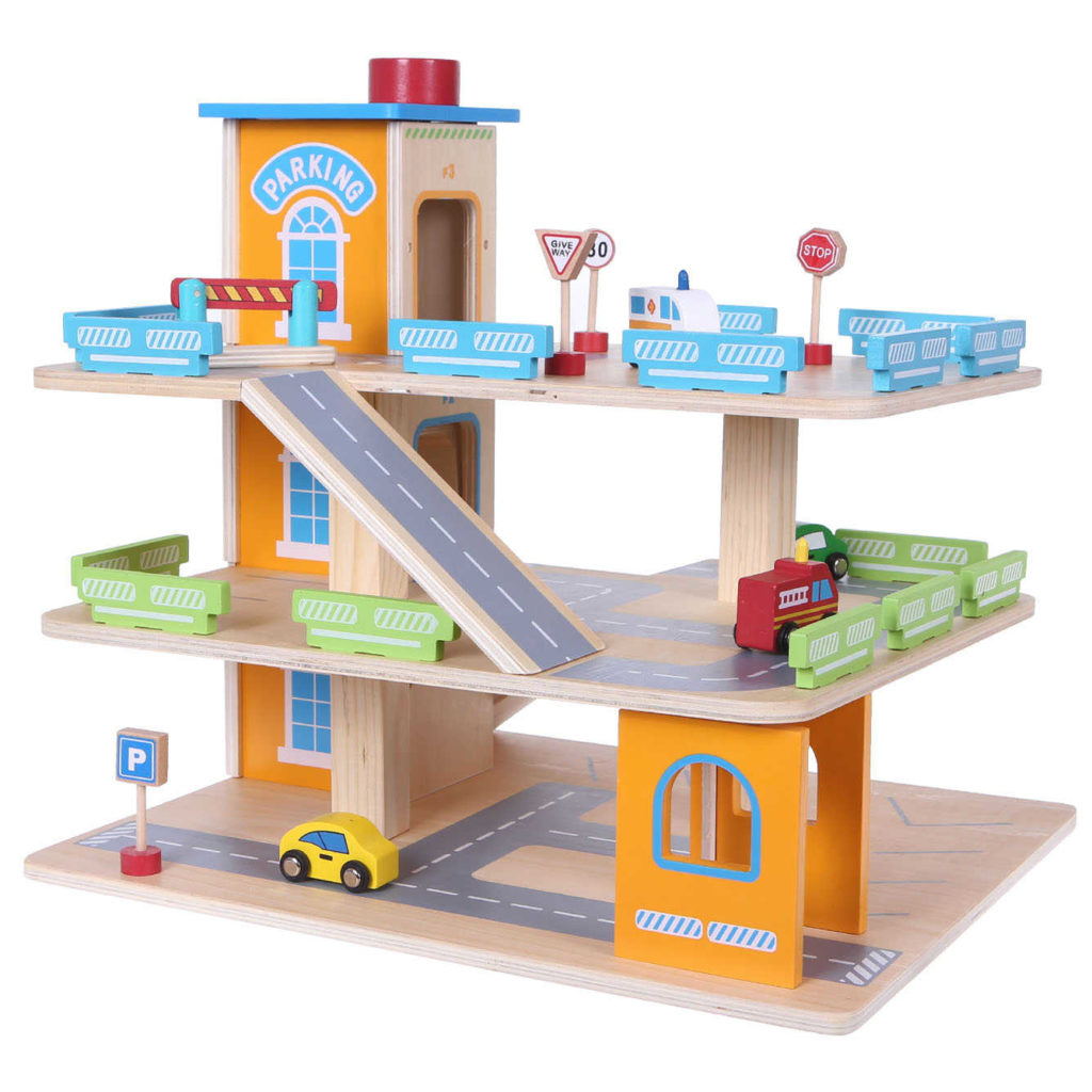 Widok z boku toru z garażem ECOTOYS 1085