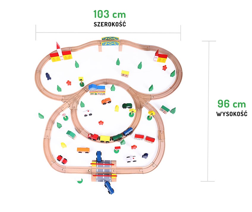 Wymiary kolejki XXL 100 sztuk ECOTOYS HDJ93950A