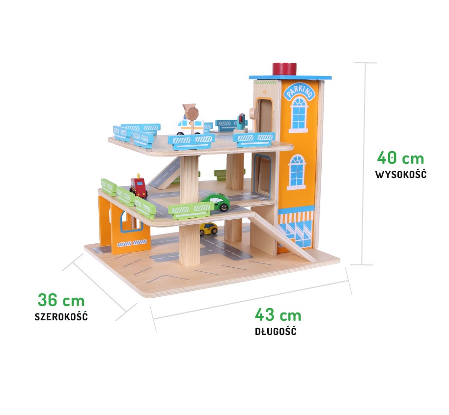 Wymiary toru z garażem ECOTOYS 1085