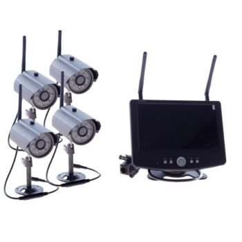 Zestaw monitoringu - 4 x kamera zewnętrzna HD i odbiornik z LCD 7" - SET4ch_LAN1