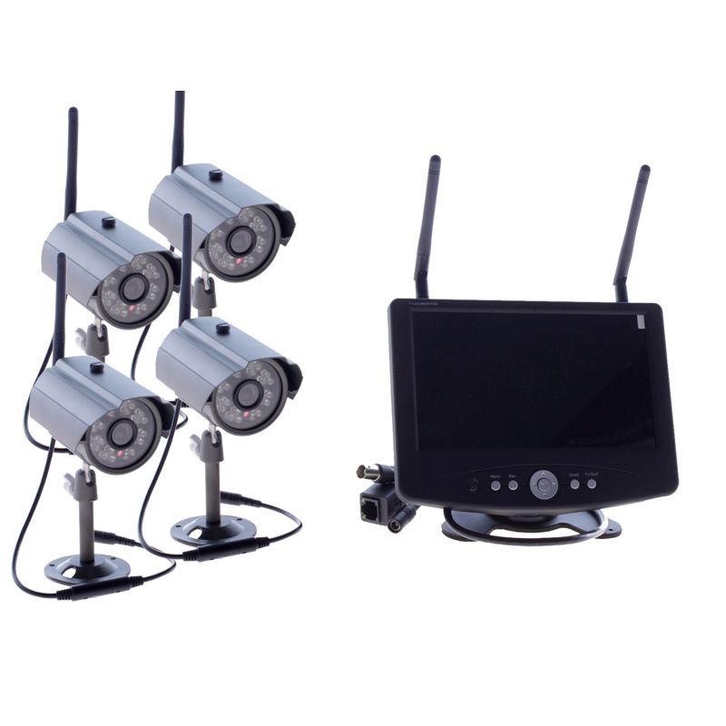 Zestaw monitoringu - 4 x kamera zewnętrzna HD i odbiornik z LCD 7" - SET4ch_LAN1