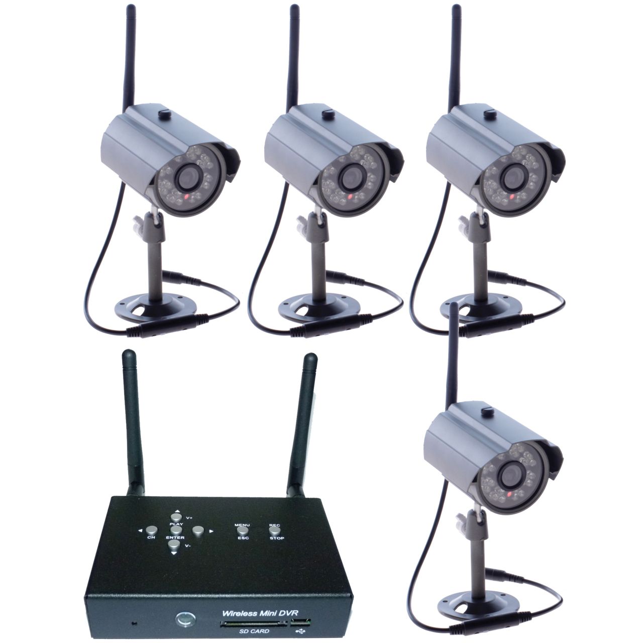 Zestaw monitoringu - 4 x kamera zewnętrzna HD i odbiornik - SET4ch_LAN2