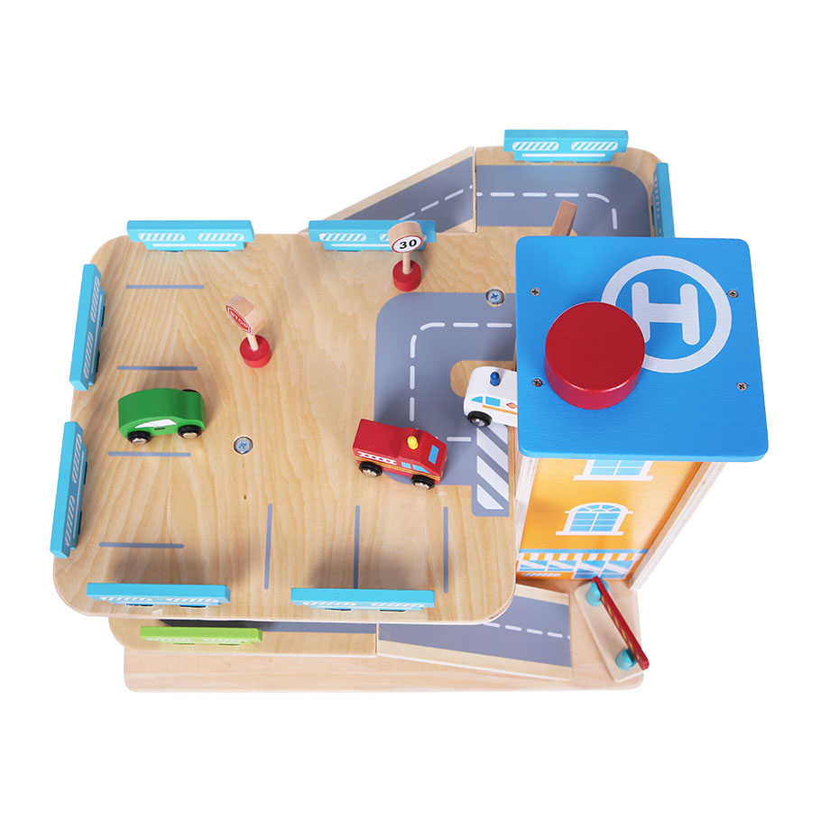 Widok z góry na tor z garażem ECOTOYS 1085 Widok z góry na tor z garażem ECOTOYS 1085