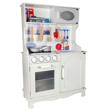 Biała kuchnia z drewna dla dzieci