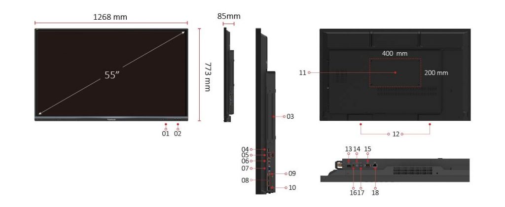ViewBoardIFP5550 wymiary